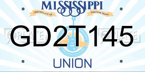GD2T145 Mississippi License Plate