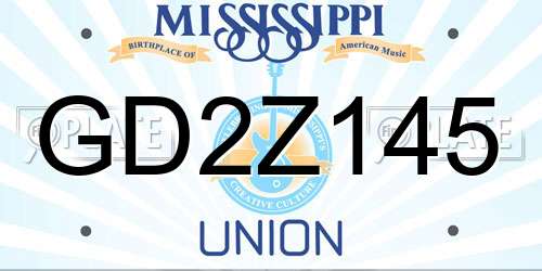 GD2Z145 Mississippi License Plate