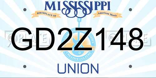 GD2Z148 Mississippi License Plate