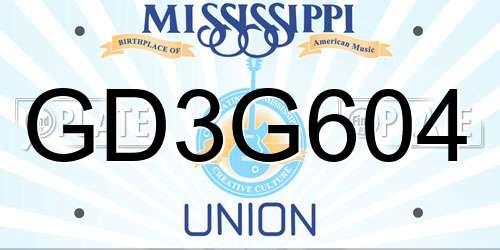 GD3G604 Mississippi License Plate