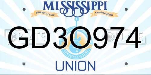 GD3O974 Mississippi License Plate
