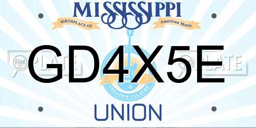 GD4X5E Mississippi License Plate
