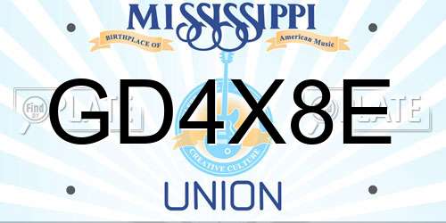 GD4X8E Mississippi License Plate