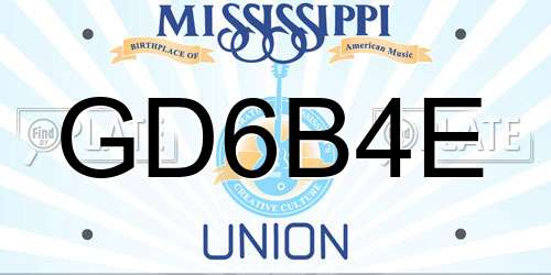 GD6B4E Mississippi License Plate