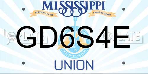 GD6S4E Mississippi License Plate