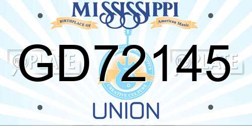 GD72145 Mississippi License Plate