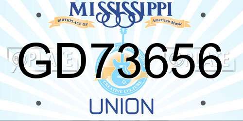 GD73656 Mississippi License Plate