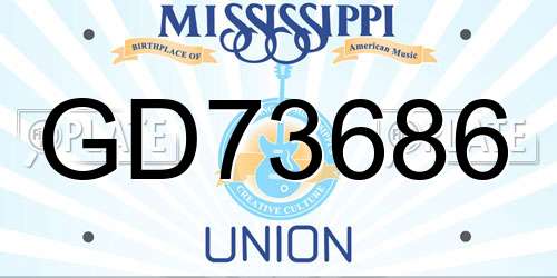 GD73686 Mississippi License Plate
