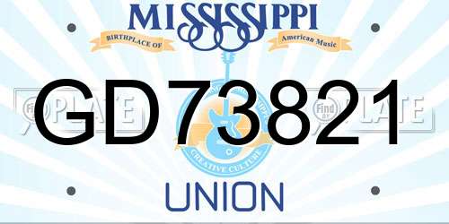 GD73821 Mississippi License Plate