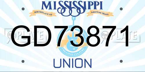 GD73871 Mississippi License Plate