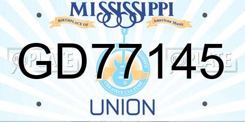 GD77145 Mississippi License Plate