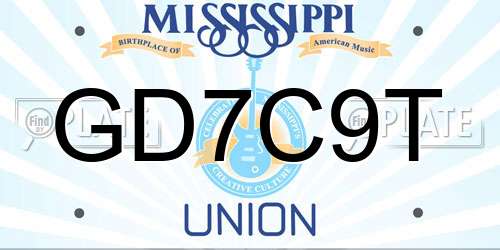 GD7C9T Mississippi License Plate