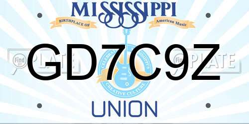 GD7C9Z Mississippi License Plate