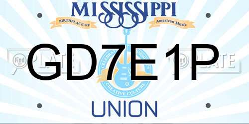 GD7E1P Mississippi License Plate