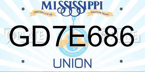 GD7E686 Mississippi License Plate