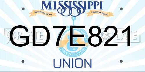 GD7E821 Mississippi License Plate