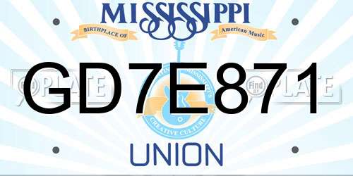 GD7E871 Mississippi License Plate