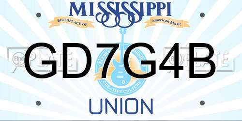GD7G4B Mississippi License Plate