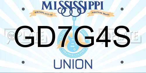 GD7G4S Mississippi License Plate