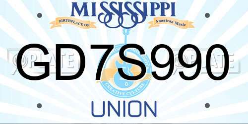 GD7S990 Mississippi License Plate