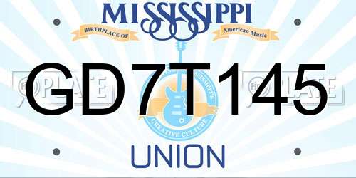 GD7T145 Mississippi License Plate
