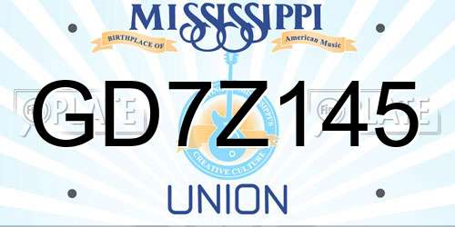 GD7Z145 Mississippi License Plate