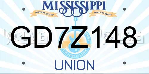 GD7Z148 Mississippi License Plate