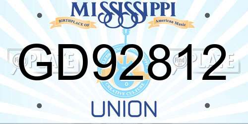 GD92812 Mississippi License Plate