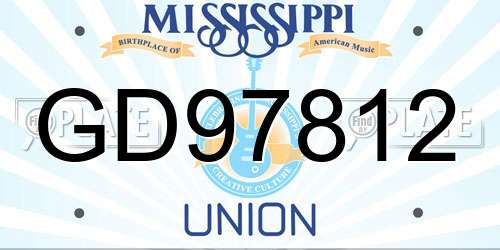 GD97812 Mississippi License Plate