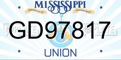 GD97817 Mississippi License Plate