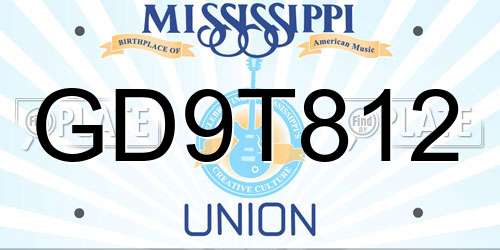 GD9T812 Mississippi License Plate