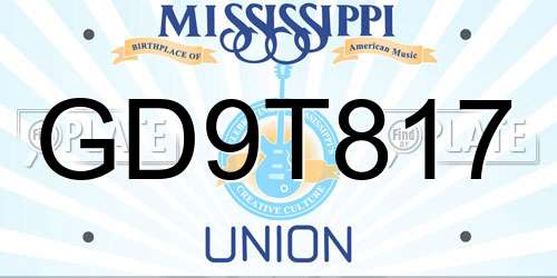 GD9T817 Mississippi License Plate
