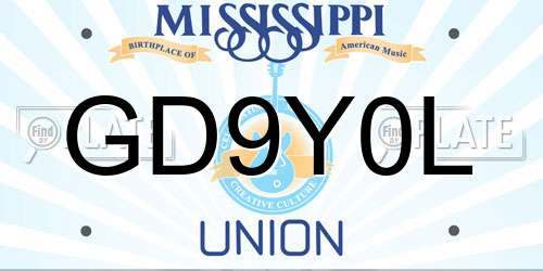 GD9Y0L Mississippi License Plate