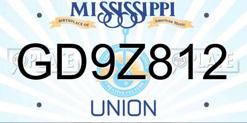 GD9Z812 Mississippi License Plate