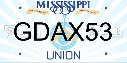 GDAX53 Mississippi License Plate