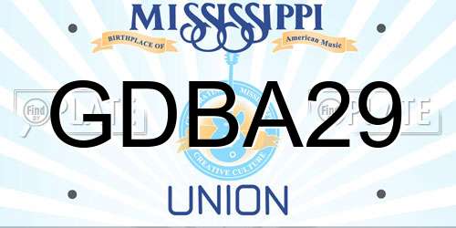 GDBA29 Mississippi License Plate