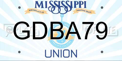 GDBA79 Mississippi License Plate