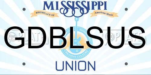 GDBLSUS Mississippi License Plate