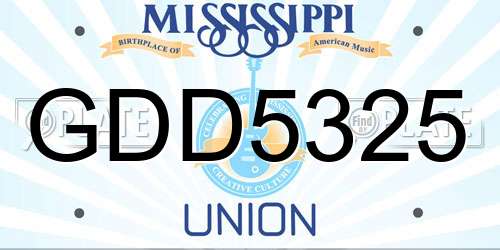 GDD5325 Mississippi License Plate