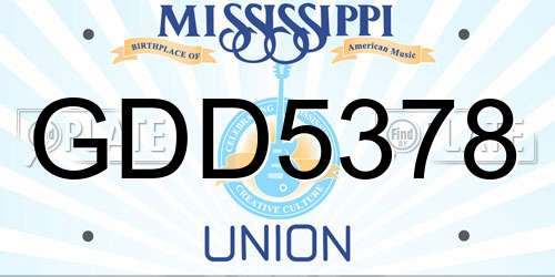 GDD5378 Mississippi License Plate