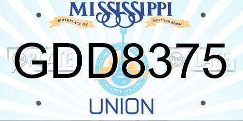 GDD8375 Mississippi License Plate