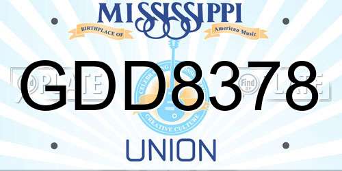 GDD8378 Mississippi License Plate
