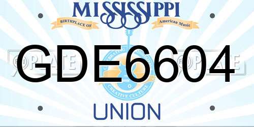 GDE6604 Mississippi License Plate