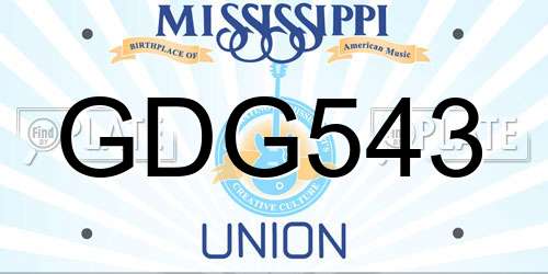 GDG543 Mississippi License Plate