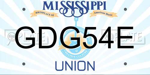 GDG54E Mississippi License Plate