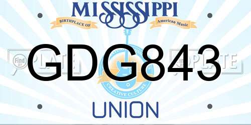 GDG843 Mississippi License Plate