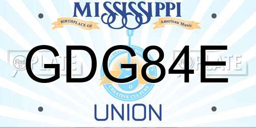 GDG84E Mississippi License Plate