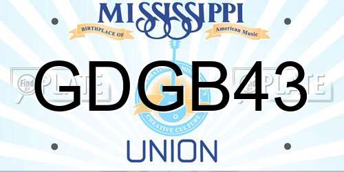 GDGB43 Mississippi License Plate