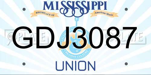 GDJ3087 Mississippi License Plate