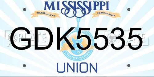GDK5535 Mississippi License Plate
